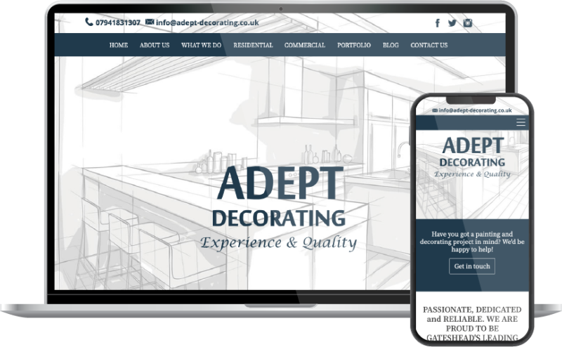 Adept Decorating mockup without background Website Design Gateshead Website Hosting